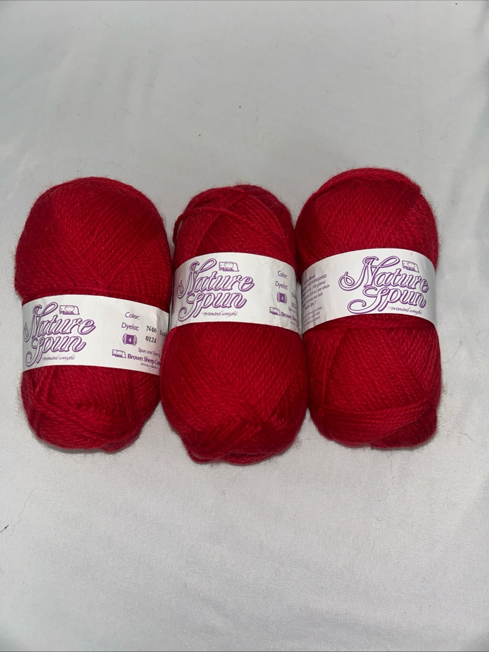 Nature Spun Brown Sheep Wool Yarn Worsted N46 Red Fox Lot Of Three Skeins